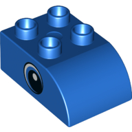 Duplo Brick 2 x 3 with Curved Top with Black and White Eye Print (Blue)