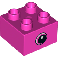 Duplo Brick 2 x 2 with Eye, White Sclera and Spot in Pupil on both sides Print (Dark Pink)