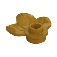 Plant, Plate 1 x 1 Round with 3 Leaves (Pearl Gold)