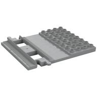 Duplo Train Track, Straight with 4 x 8 Plate on Side (Light Bluish Gray)