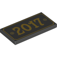 Tile 2 x 4 with '2017' Print (Black)