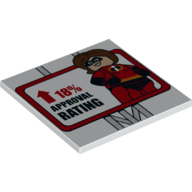 Tile 6 x 6 with Incredibles '18% Approval Rating', Red Arrow Print (White)