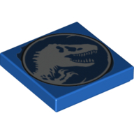 Tile 2 x 2 with T. Rex Jurassic Park Print (Blue)