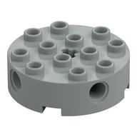 Brick Round 4 x 4 with 4 Side Pin Holes and Center Axle Hole (Light Gray)