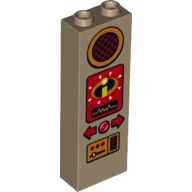 Brick 1 x 2 x 5 with Speaker, Buttons, Control Panel Print (Dark Tan)