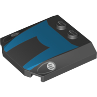 Brick Wedged, Curved Triple 4 x 4 x 2/3, 2 Studs with Blue Hood, Headlights Print (Black)