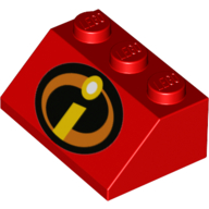Brick Sloped 45° 2 x 3 with I, Incredibles Logo Print (Red)