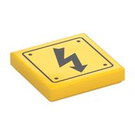 Tile 2 x 2 with Electric Danger Symbol Print (Yellow)