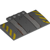 Brick Curved 5 x 8 x 2/3 with Yellow Danger Markings Print (Dark Bluish Gray)