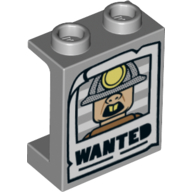 Panel 1 x 2 x 2 with Wanted Poster, Head with Mining Helmet Print (Light Bluish Gray)