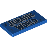 Tile 2 x 4 with 'Jurassic World' Print (Blue)