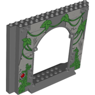 Panel 4 x 16 x 10 with Vines, Leaves, Red Button Print (Dark Bluish Gray)