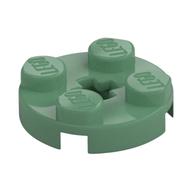 Plate Round 2 x 2 with Axle Hole Type 1 (+ Opening) (Sand Green)