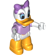 Duplo Figure with Short Sleeve Lavender Top and White Arms, Lavender Bow - Bright Light Orange Legs (Daisy Duck) (Lavender)