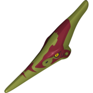 Animal Body Part, Dinosaur, Pteranodon with Head Yellow Eyes, Dark Red Marks (Olive Green)