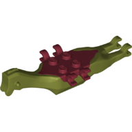 Animal Body Part, Dinosaur, Pteranodon Body, 4 Studs, 6 Clips with Dark Red Top (Olive Green)