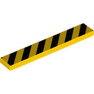 Tile 1 x 6 with Warning Stripes Print (Yellow)