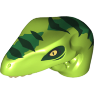 Animal Body Part, Dinosaur, Raptor Head with Tan Teeth and Dark Green Stripes over Lime Print (Lime)