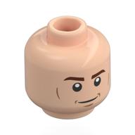 Minifig Head, Brown Eyebrows, Cheek Lines, Chin Dimple, Smile / Angry Print (Light Nougat)