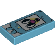 Tile 1 x 2 with Clown Face Print (Medium Azure)