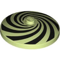 Dish 4 x 4 Inverted [Radar] with Black Spiral Lines Print (Yellowish Green)