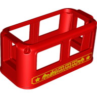 Duplo Train Passenger Cabin 4 x 8 x 3 1/2 with Yellow Steam Train Print (Red)