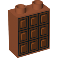 Duplo Brick 1 x 2 x 2 with Chocolate Bar Print (Dark Orange)