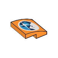 Brick Curved 2 x 2 x 2/3 with Dark Blue, Dark Azure & White Arctic Logo Print (Orange)