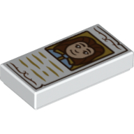 Tile 1 x 2 with Letter, Female Girl, Paper Print (White)