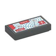 Tile 1 x 2 with Red Squares, Arrows Print (Dark Bluish Gray)