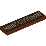 Tile 1 x 4 with 'Mount Clutchmore' Print (Reddish Brown)