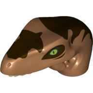 Animal Body Part, Dinosaur, Raptor Head with Tan Teeth and Dark Brown Markings Print (Medium Nougat)