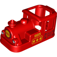 Duplo Train Steam Engine Cabin 4 x 8 x 3 1/2 with Headlights, Red '925' in Yellow Circle on Front, and Yellow '925' on Side Print (Red)