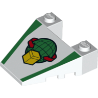 Brick Wedged, Sloped 4 x 4 Taper, with Stud Notches with Parcel Box Globe Round Arrow Print (White)