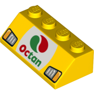 Brick Sloped 45° 2 x 4 with Octan Logo, Headlights Print (Yellow)