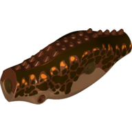 Animal Body Part, Dinosaur, Carnotaurus Body with Dark Brown Stripes, Orange Spots Print (Medium Nougat)