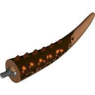 Animal Body Part, Dinosaur, Carnotaurus Tail, with Spikes and Pin, Dark Brown Stripes and Orange Spots Print (Medium Nougat)