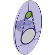 Shield Ovoid with Grip and Dimensions Keystone Symbol with 1 Large White, and 1 Small Lime Circles Print (Trans-Purple)