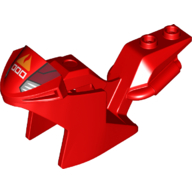 Fairing, Motorcycle, Racing (Sport) Bike with Fire Logo, Headlights, and Dark Red Panels Print (Red)