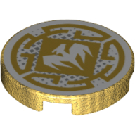Tile Round 2 x 2 with White Dragon Print (Pearl Gold)
