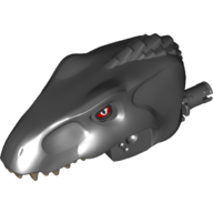 Animal Body Part, Dinosaur, Indoraptor Head with Pin, Dark Tan Teeth, Red Eyes (Black)
