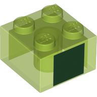 Brick 2 x 2 with Dark Green Square Print (Trans-Bright Green)
