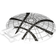 Dish 6 x 6 Inverted - No Studs with Handle with Rose Window and 4 Dark Bluish Gray Lines Print (Trans-Clear)