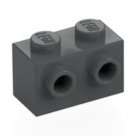 Brick Special 1 x 2 with 2 Studs on 1 Side (Dark Bluish Gray)