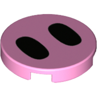 Tile Round 2 x 2 with 2 Black Ovals (Pig Snout) Print (Bright Pink)