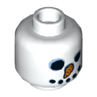 Minifig Head Snowman, Coal Eyes, Carrot Nose, Coal Mouth (White)