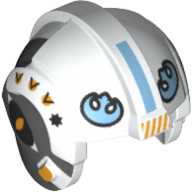 Helmet Rebel Pilot, Center Ridge with Bright Light Blue Rebel Logo and Dark Bluish Gray Sides Print (White)