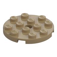 Plate Round 4 x 4 with Pin Hole (Dark Tan)