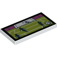 Tile 2 x 4 with TV Soccer Match Print (White)