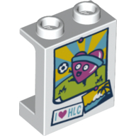 Panel 1 x 2 x 2 with I Love HLC Heart with Headband Playing Soccer Print (White)